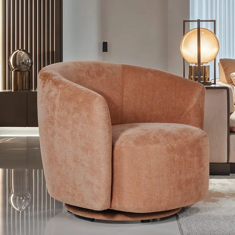 Esme Rust Textured Accent Swivel Chair