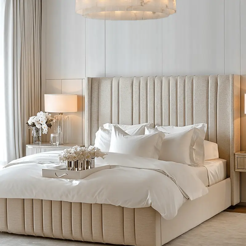 Faith Luxury Stone Textured Channelled Bed