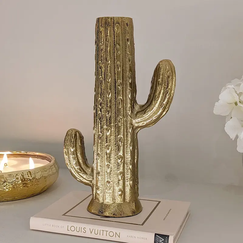 Gold Cactus Decorative Vase