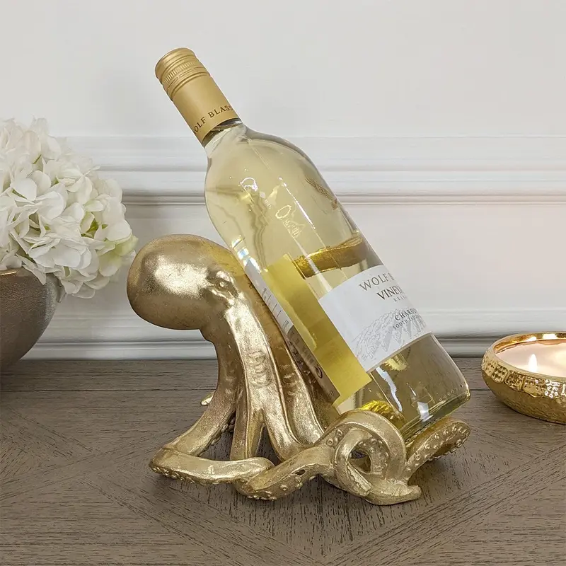 Gold Octopus Decorative Wine Bottle Holder