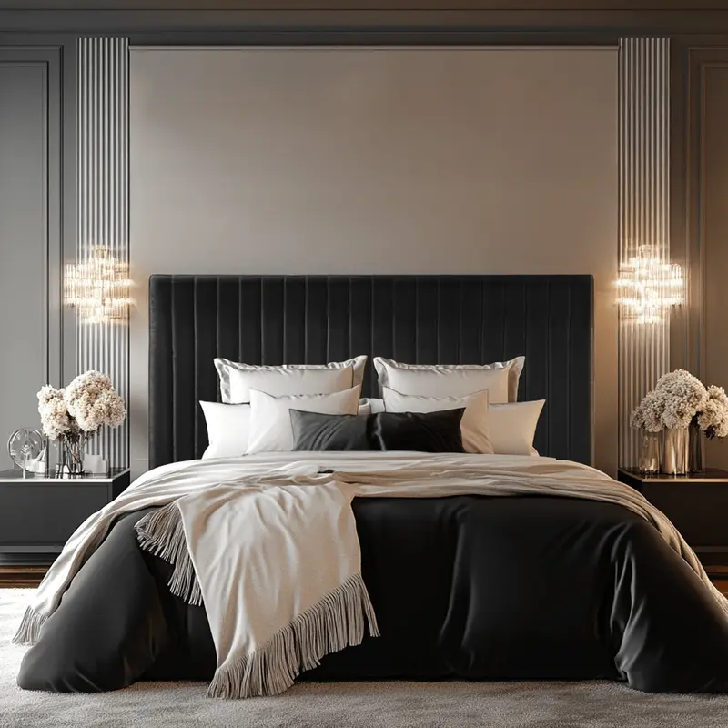 Harriet Black Velvet Channelled Ottoman Bed