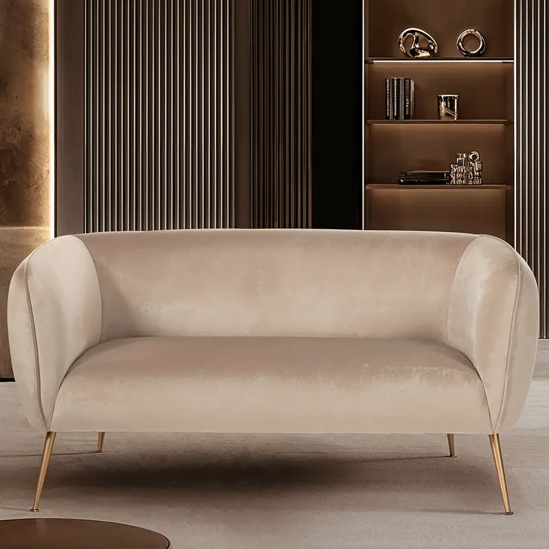 Juliana Beige Velvet 2 Seater Sofa