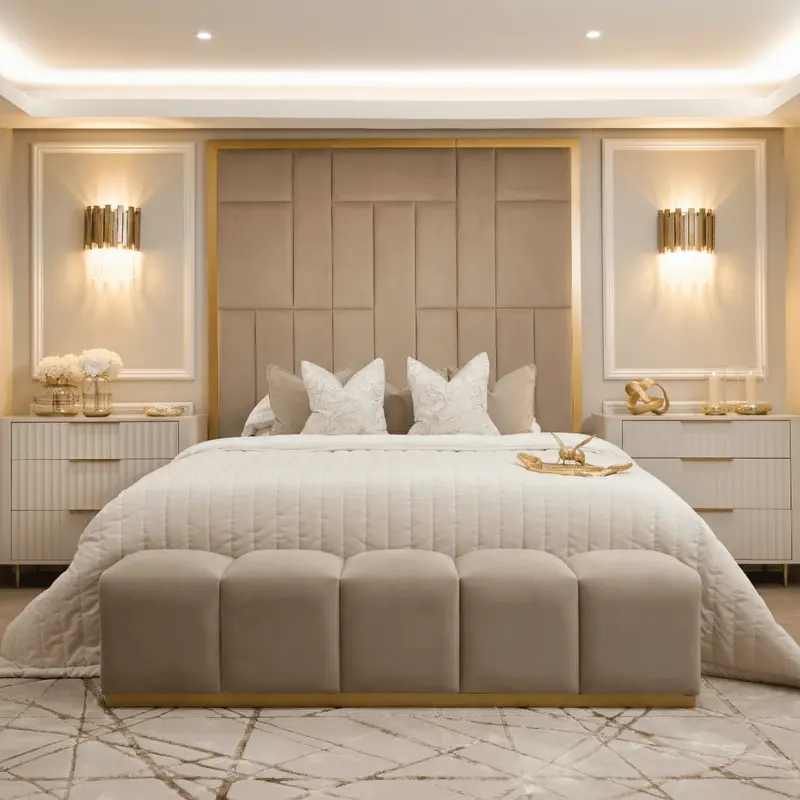 Kensington Mink & Gold Premium Abstract Headboard