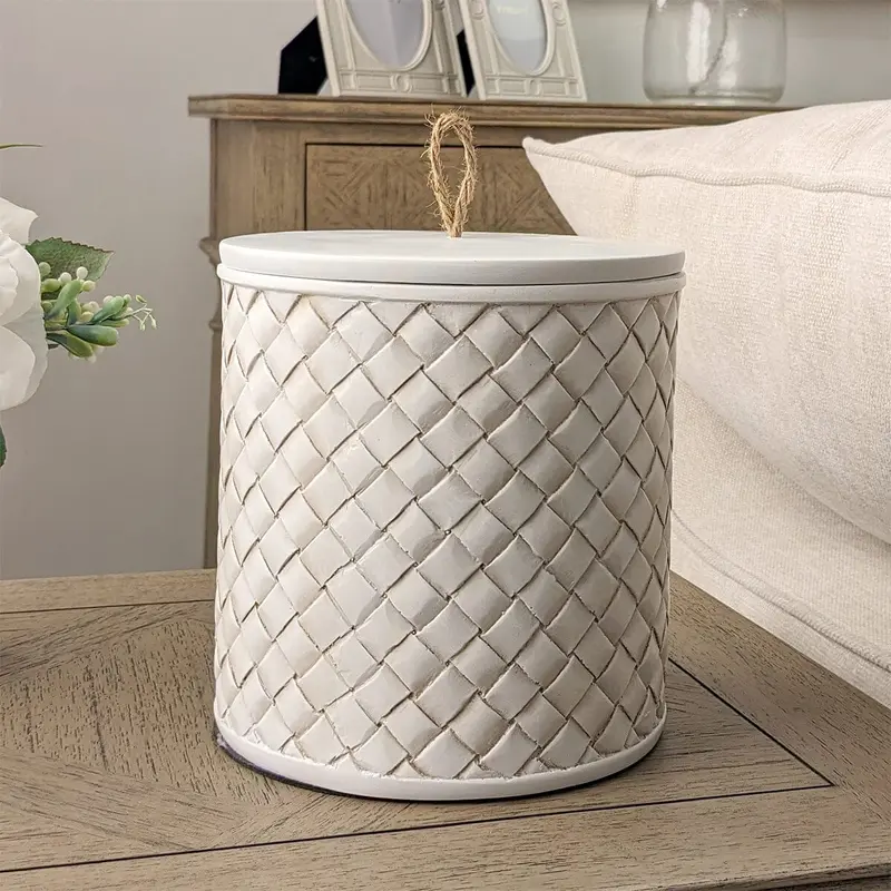 Ludlow White Tall Lattice Effect Lidded Jar