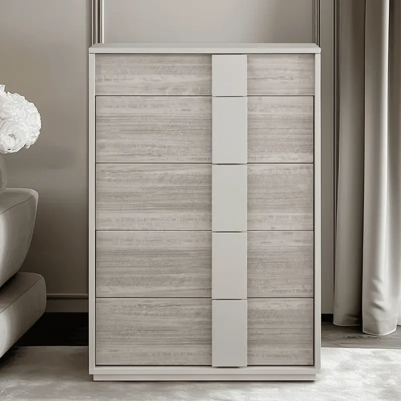 Maya Luxury Greige Tall 4 Drawer Chest