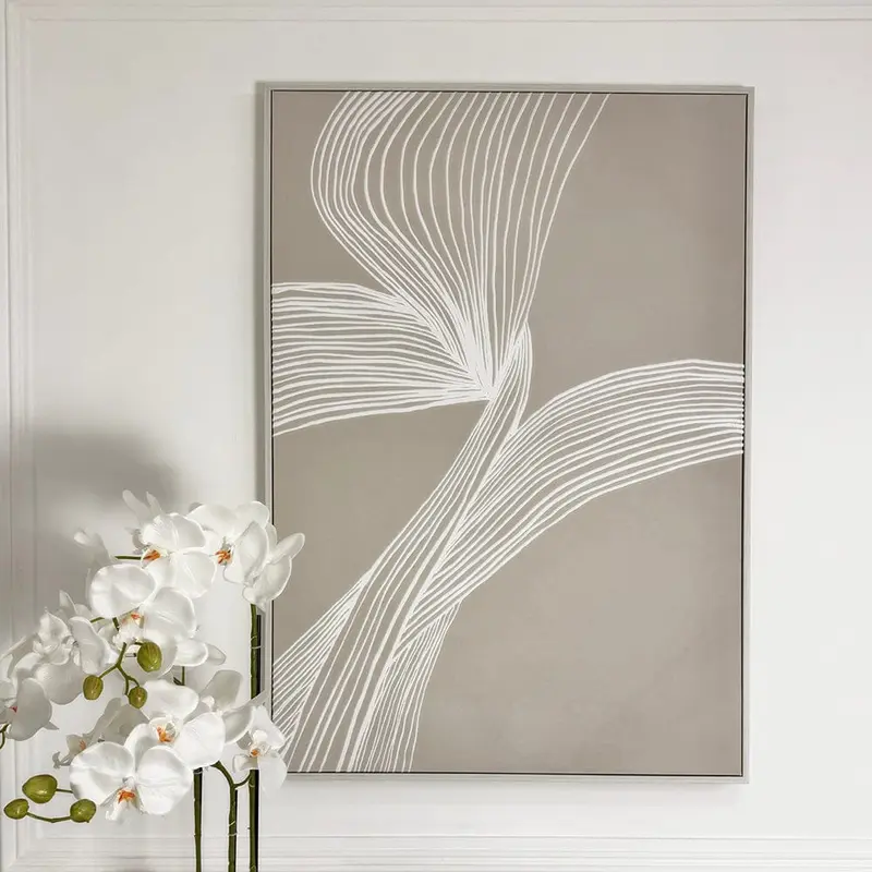 Nelly Taupe Abstract Lines Framed Wall Art - I