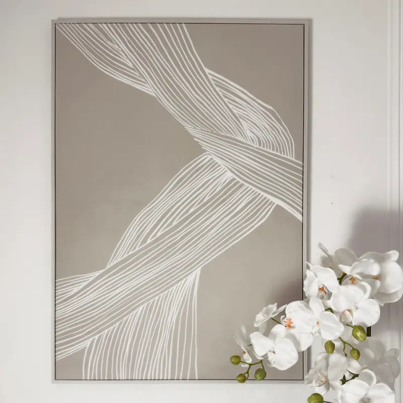 Nelly Taupe Abstract Lines Framed Wall Art - II