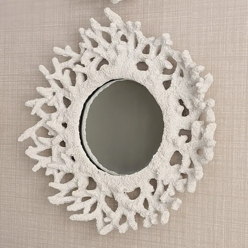 Nouveau White Faux Coral Decorative Wall Mirror