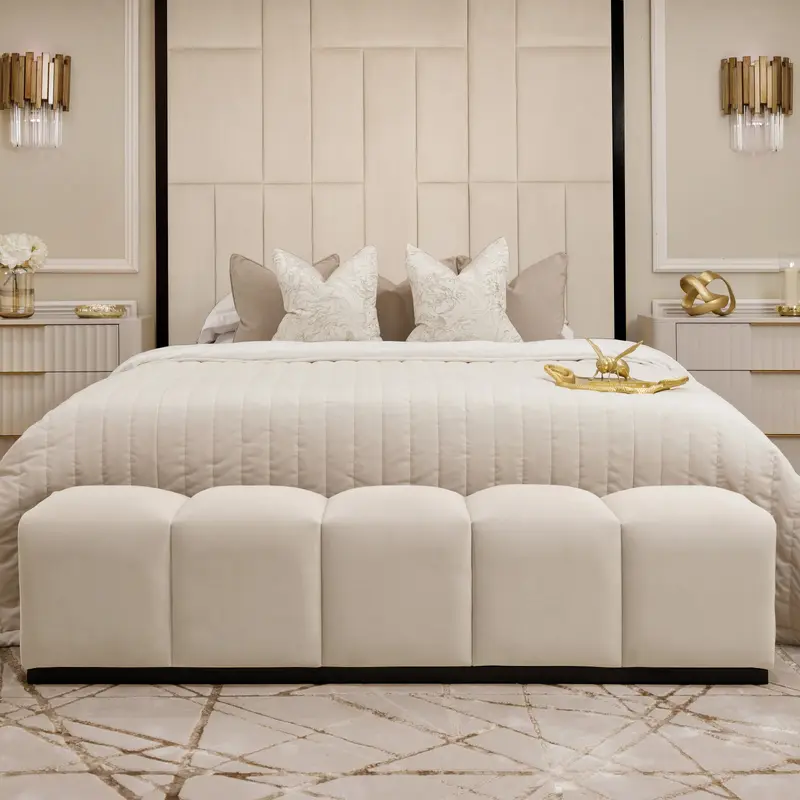 Venus Cream & Gold Premium Upholstered Bench