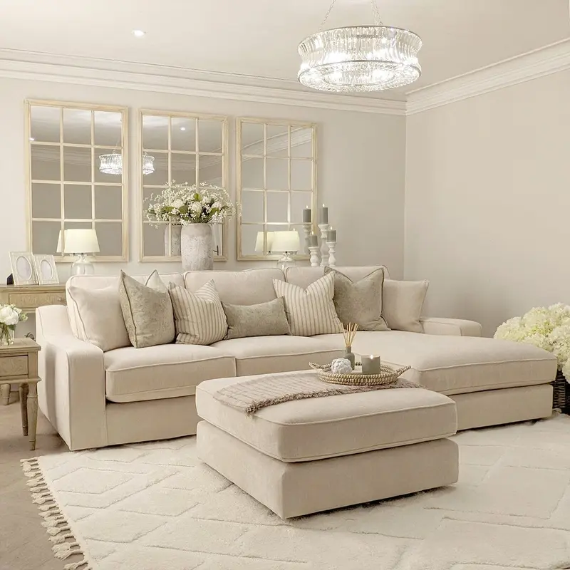 Victoria Luxury Beige Textured Sofa Range