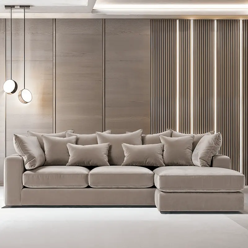 Victoria Mink Velvet Large Chaise End Sofa