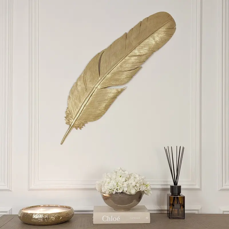 Yasmin Large Gold Feather Wall Decoration