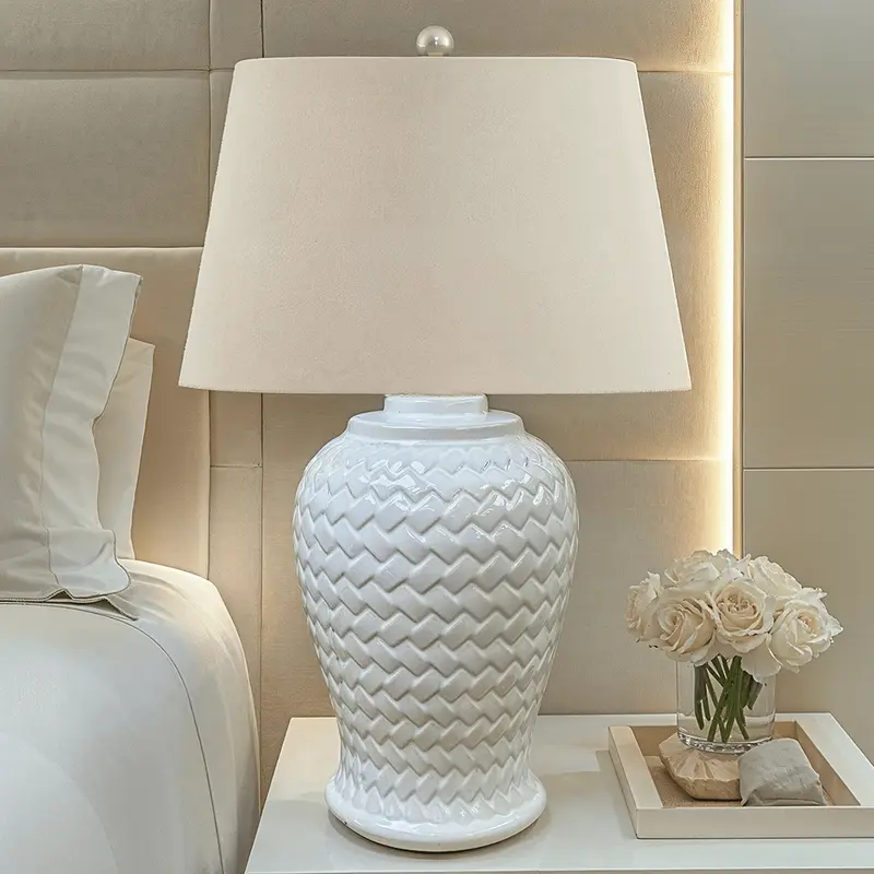 Dune Large Ceramic Woven Effect Table Lamp