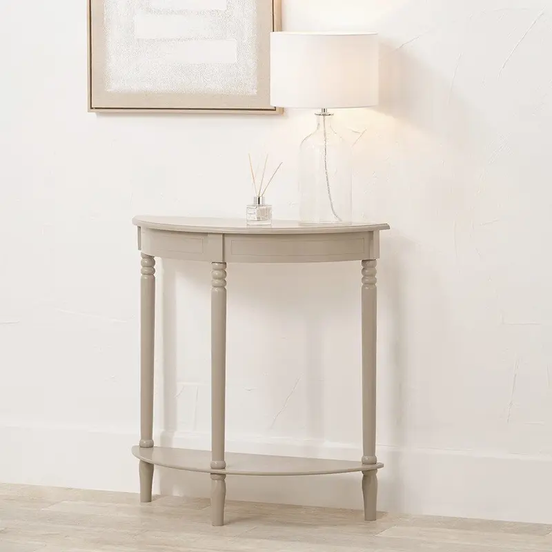 Elizabeth Putty Half Moon Pine Console Table