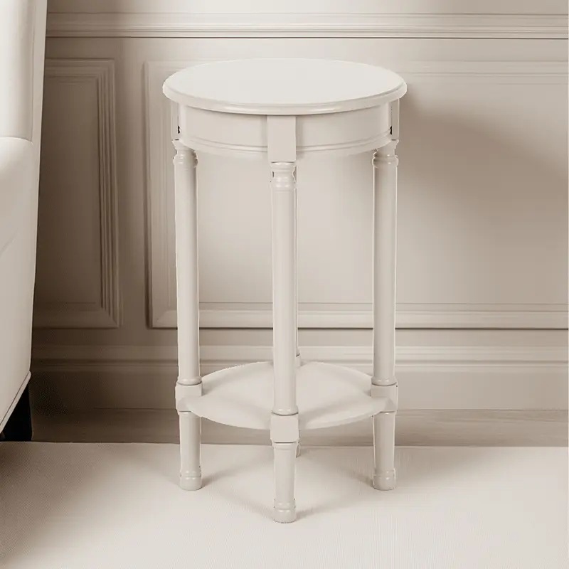 Elizabeth Putty Round Pine Side Table
