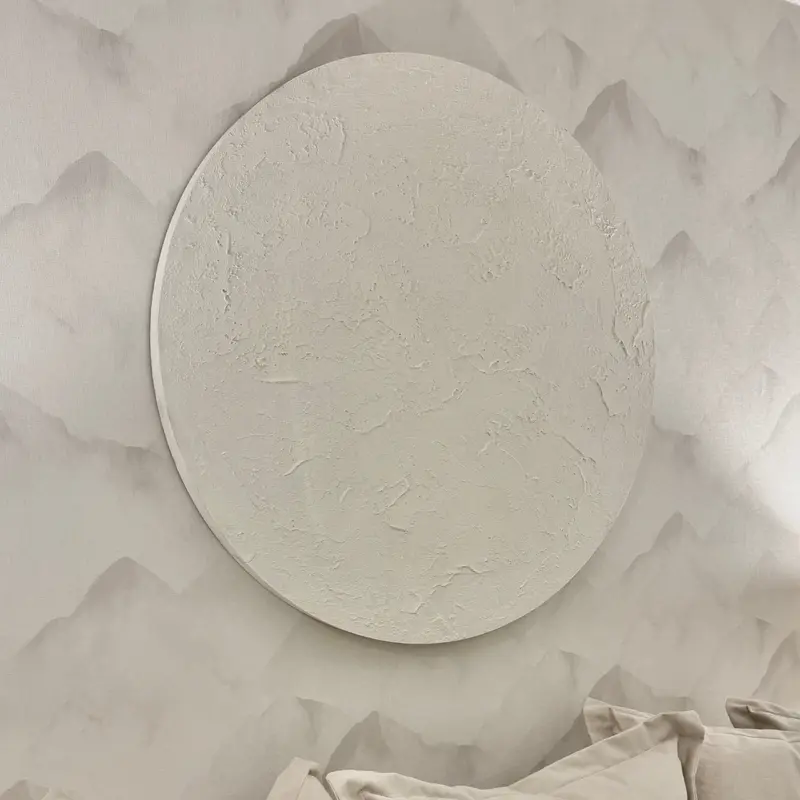 Euphoric White Round Textured Wall Art