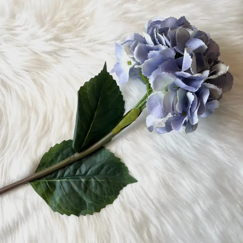 Faux Blue Giant Pom Pom Hydrangea Single Stem Flower