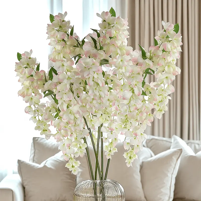 Faux Cream & Pink Wisteria Draping Single Stem Flower