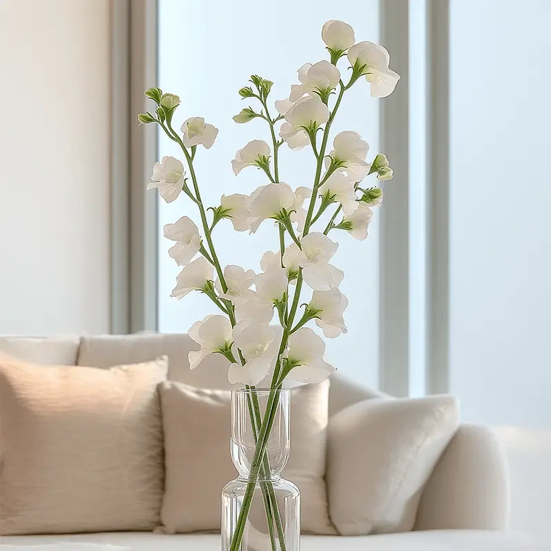 Faux Cream Sweet Pea Single Stem Flower