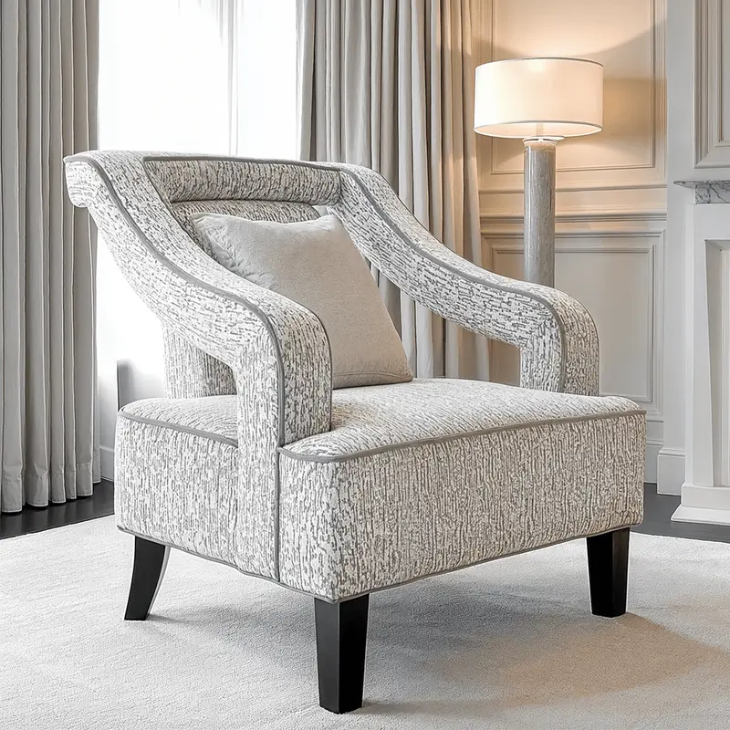 Faye Grey Patterned Accent Chair with Black legs