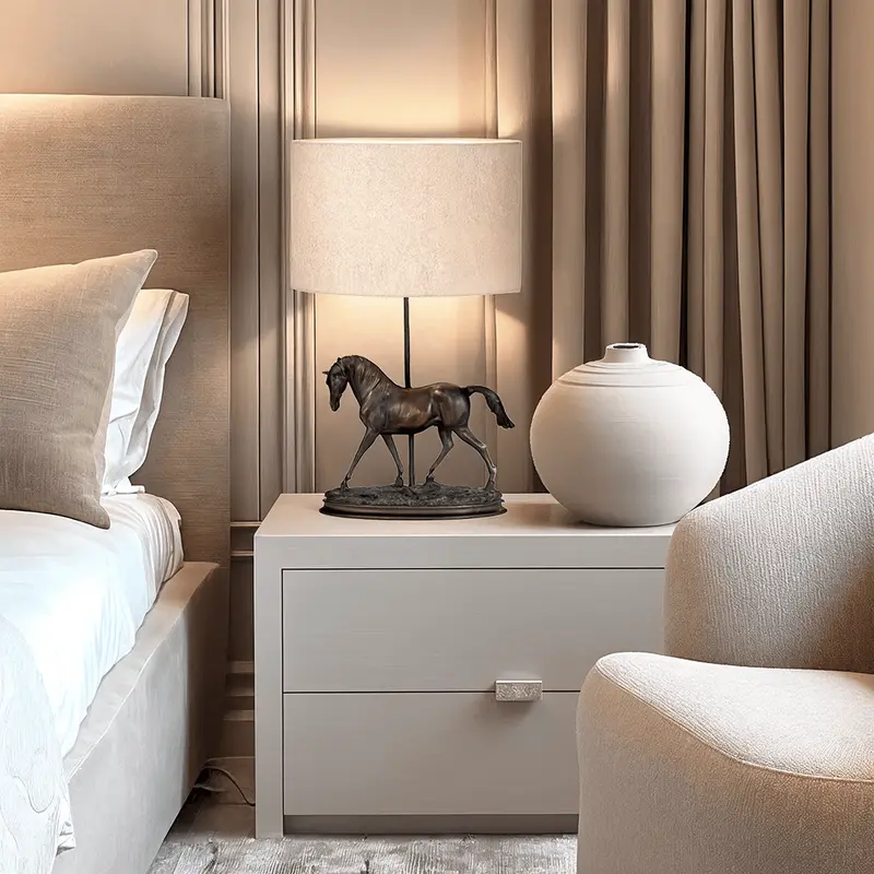 Greenwich Bronze Horse Decorative Table Lamp with Oval Shade