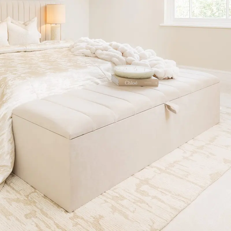 Kensington Cream Panelled Ottoman Box