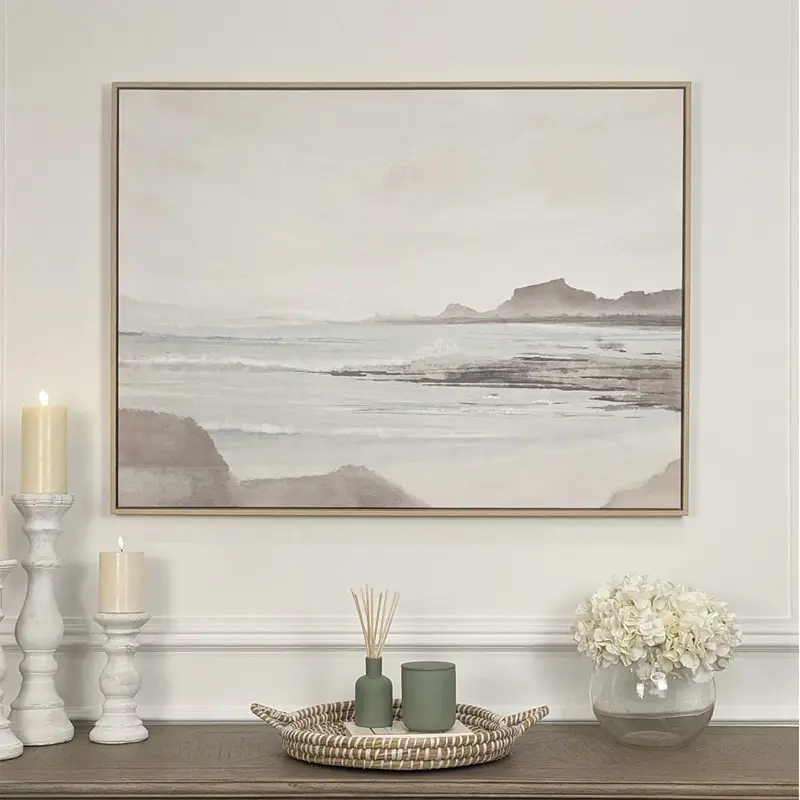 Lark Neutral Waterside Framed Canvas Wall Art