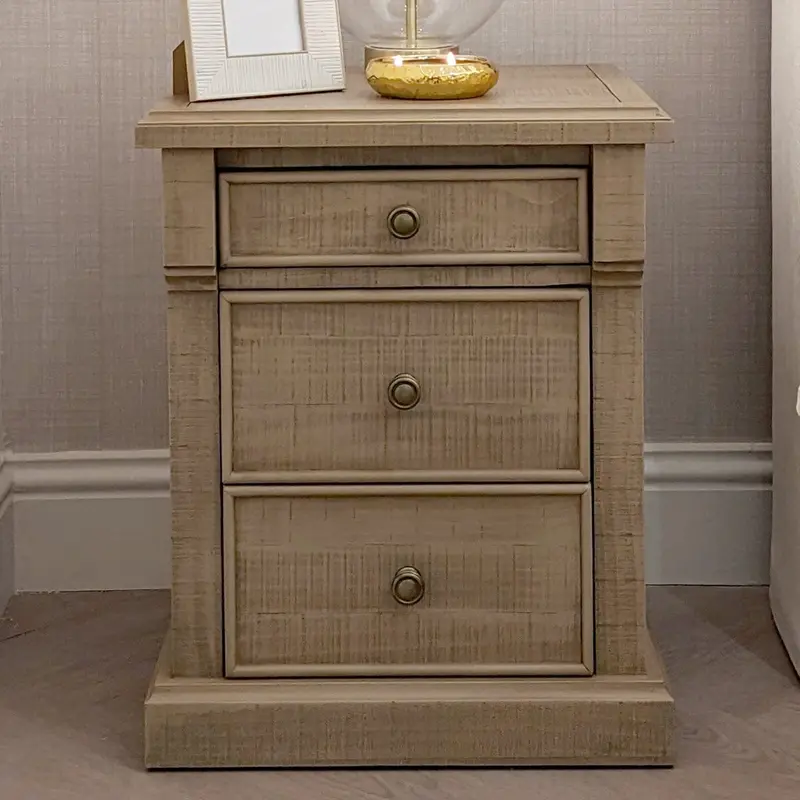Lilliana Luxury 3 Drawer Bedside Table with Brass Handles
