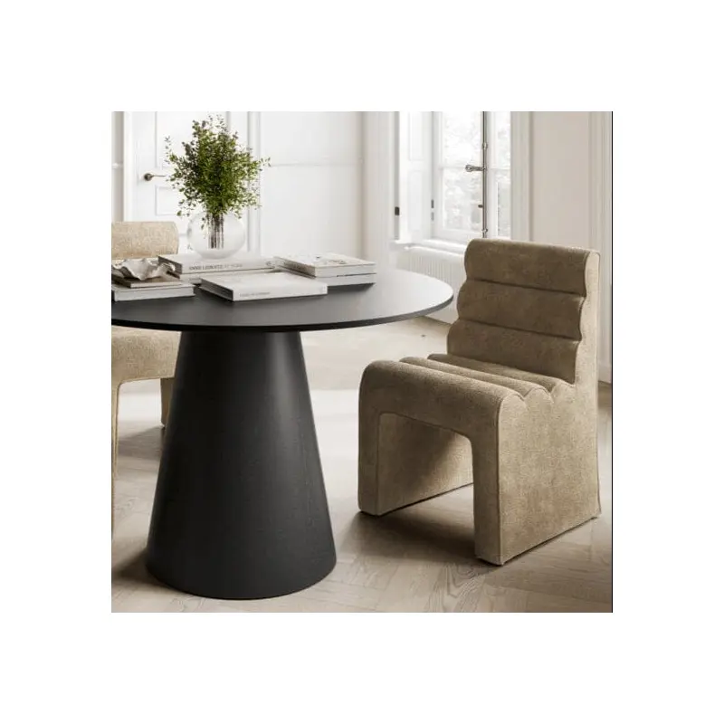 Maddy Beige Velvet Chenille Upholstered Dining Chair