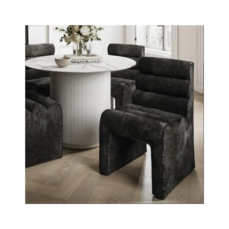 Maddy Black Velvet Chenille Upholstered Dining Chair