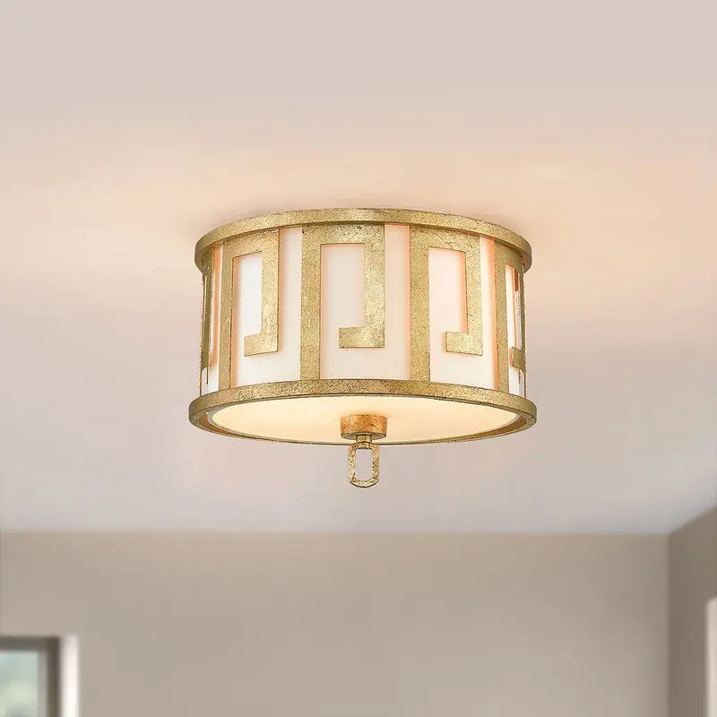 Margot Gold Distressed 2 Light Flush Ceiling Light