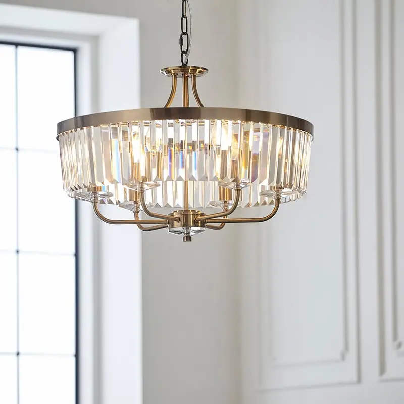 Masika Brass & Glass 6 Light Pendant Ceiling Light