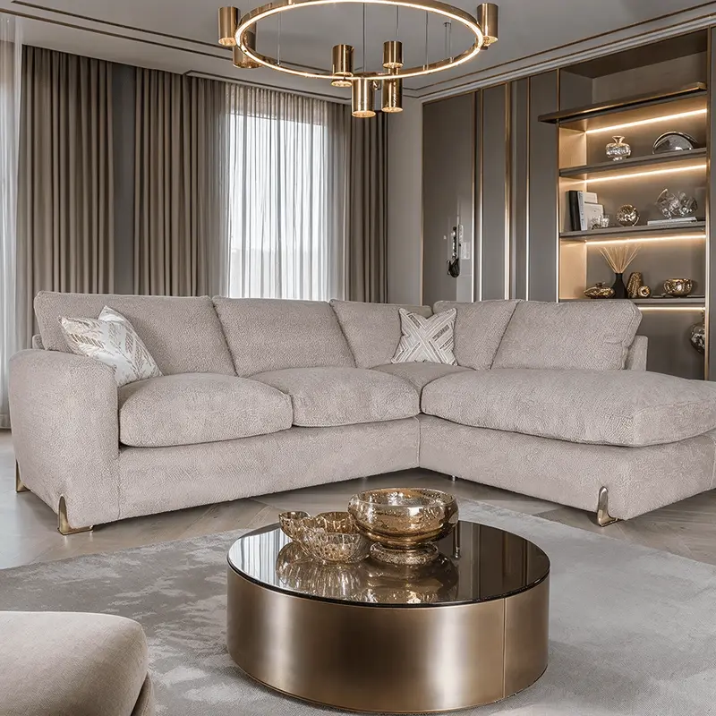 Mila Taupe Soft Textured Sofa Range with Gold Feet