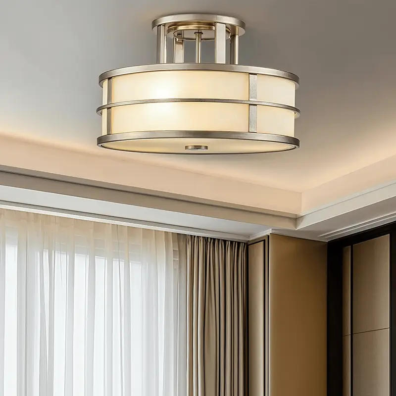 Millie Painted Brass 3 Light Semi-Flush Ceiling Light