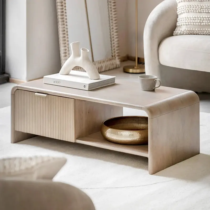 Penelope Luxury Ribbed Wooden 1 Door Coffee Table