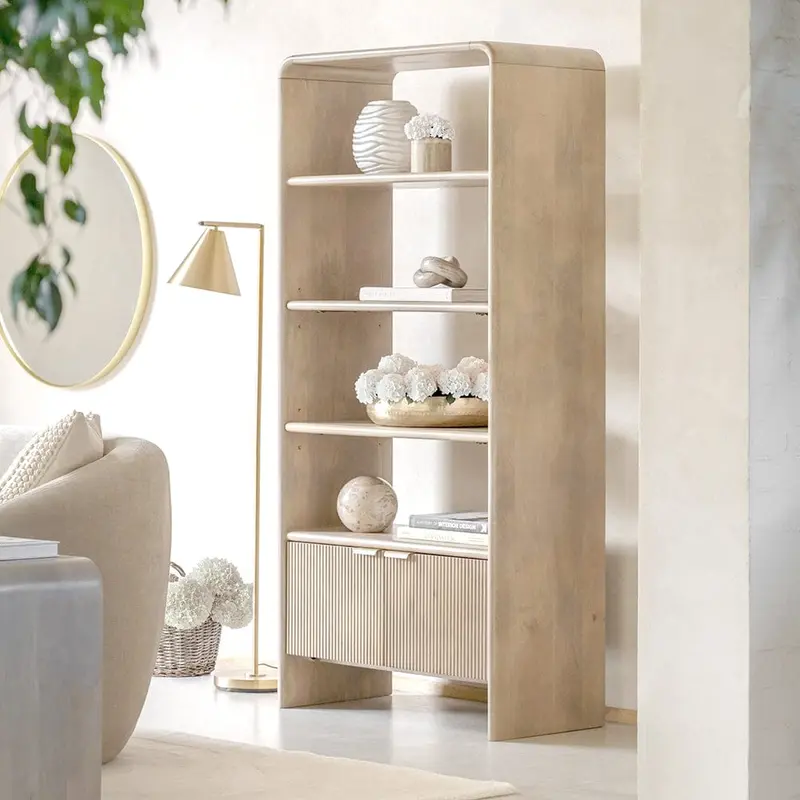 Penelope Luxury Ribbed Wooden 2 Door Open Display Unit