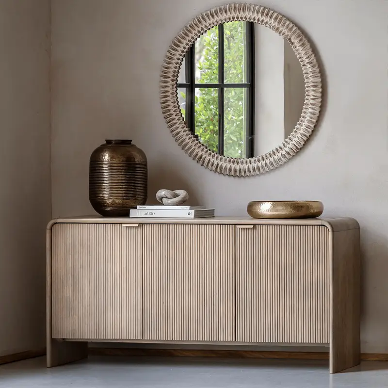 Penelope Luxury Ribbed Wooden 3 Door Sideboard