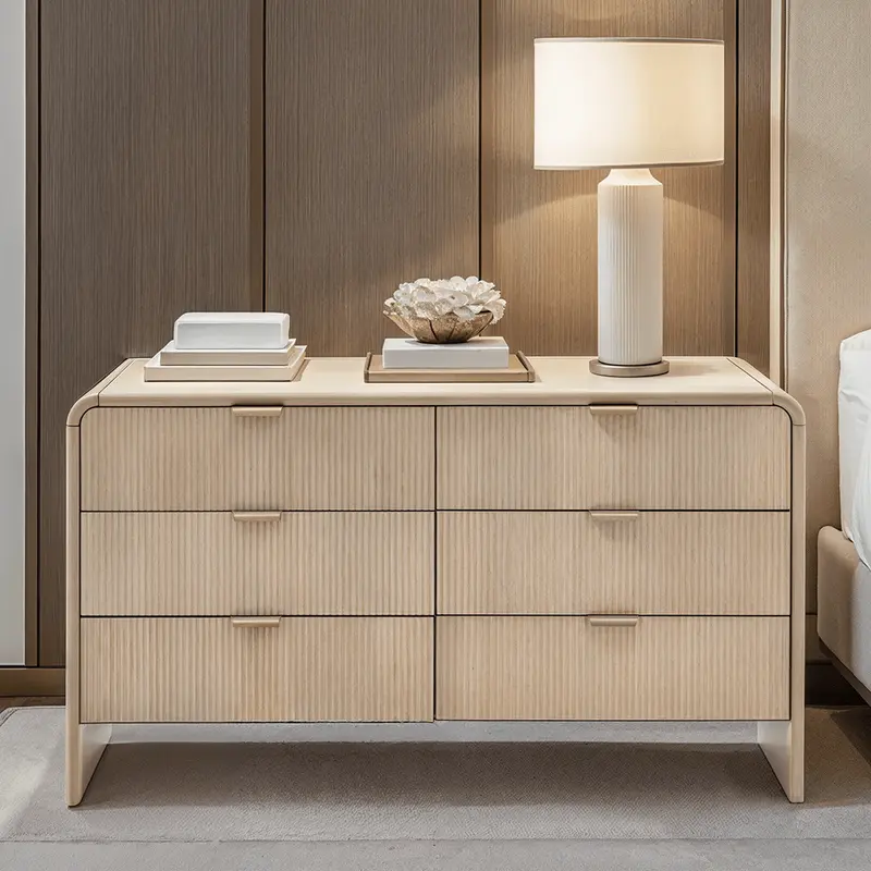 Penelope Luxury Ribbed Wooden 6 Drawer Chest