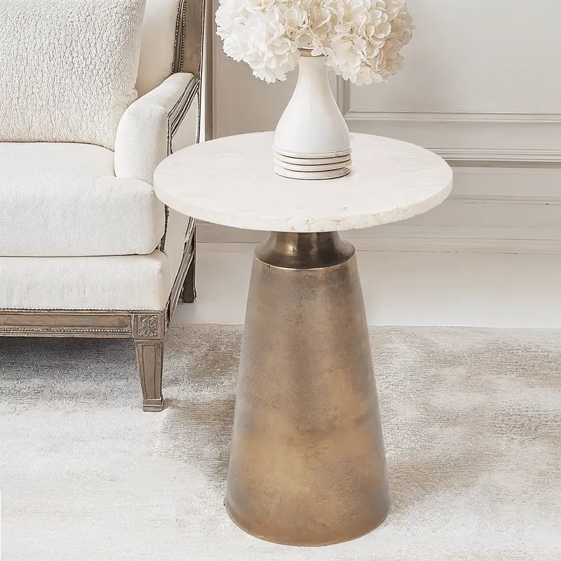 Valiona Gold & Marble Side Table