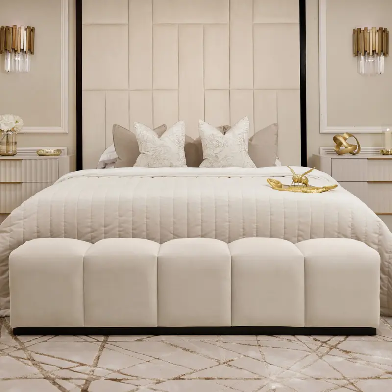 Venus Cream Premium Upholstered Bench