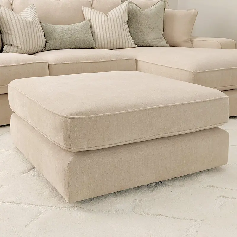 Victoria Beige Textured Footstool