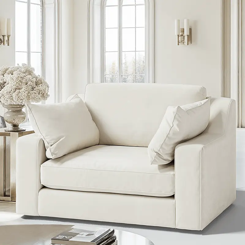 Victoria Cream Velvet Love Seat