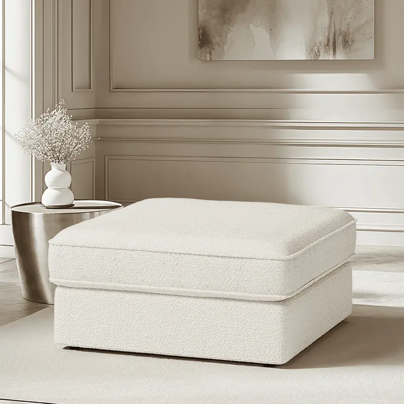 Victoria Ecru Boucle Footstool