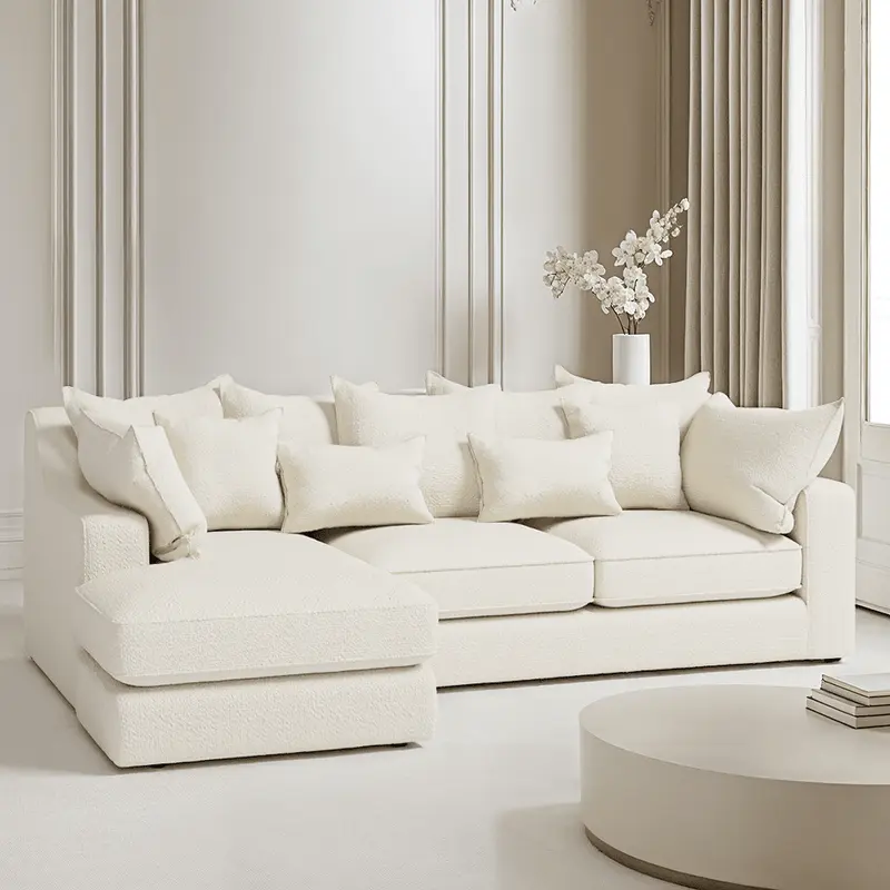 Victoria Ecru Boucle Large Left Hand Facing Pillow Back Sofa