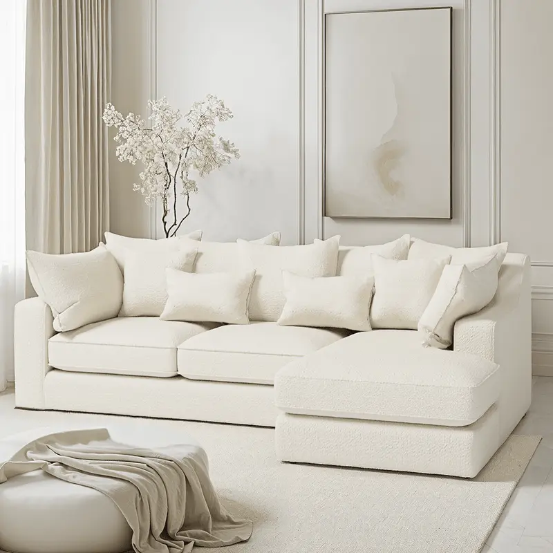 Victoria Ecru Boucle Large Right Hand Facing Pillow Back Sofa