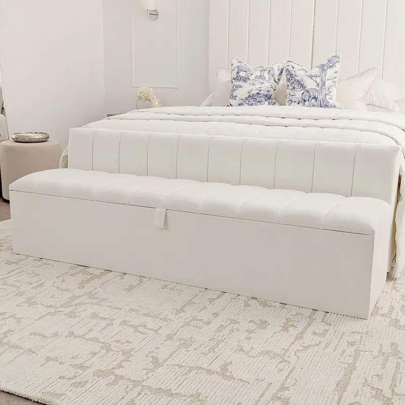 Zana Porcelain White Panelled Ottoman Box
