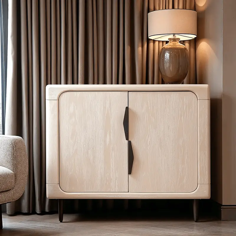 Aisling Light Oak 2 Door Sideboard with Black Handles