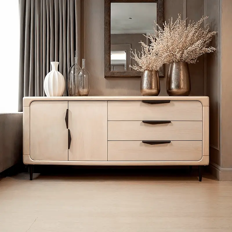 Aisling Light Oak Sideboard with Black Handles