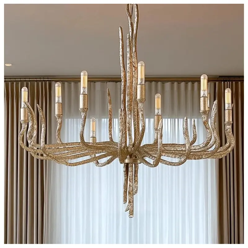 Alicia Champagne Gold Large Statement 6 Light Pendant Ceiling Light