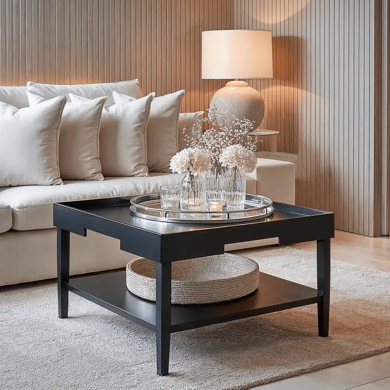 Amiya Black Wood Veneer Square Coffee Table